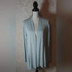 Eileen Fisher Organic Linen Cotton Jersey Long Sweater Cardigan Size M